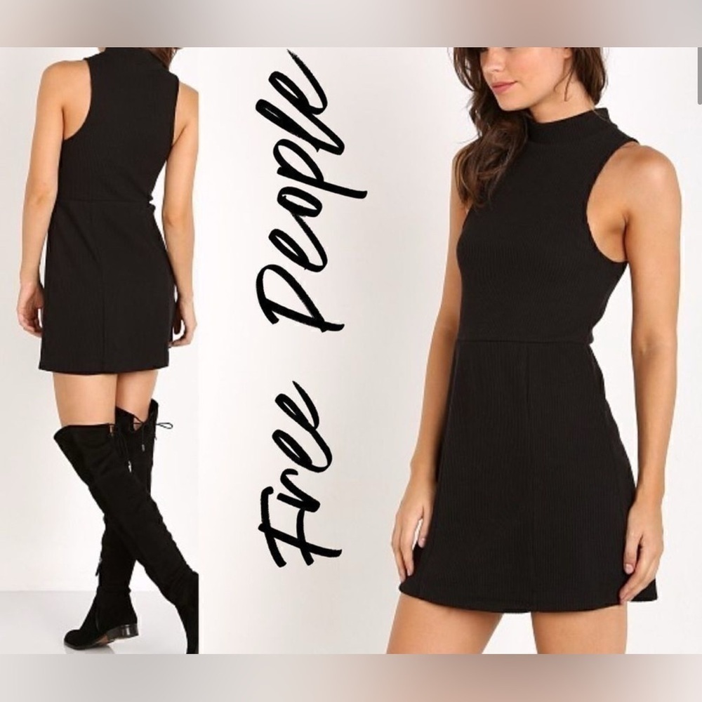 FREE PEOPLE MARY JANE MINI SWEATER DRESS BLACK, Size S